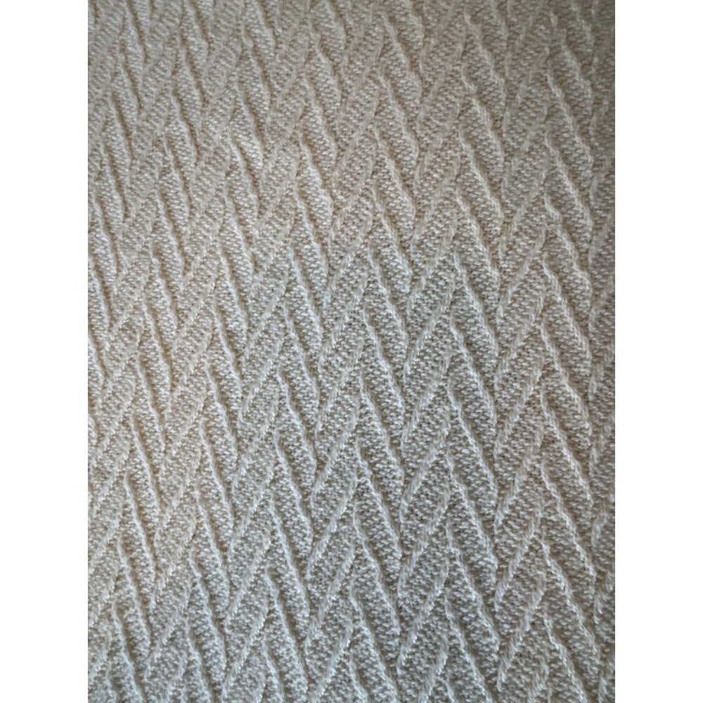 Queen Size 100% Cotton Blanket Cream Yellow Herringbone Charisma by Fieldcrest - Picture 10 of 12